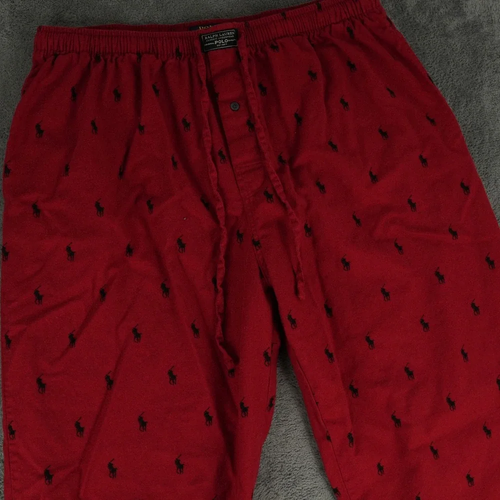 Polo Ralph Lauren Pajama Pants Men XL Red Pony Logo Print Cotton Drawstring‎